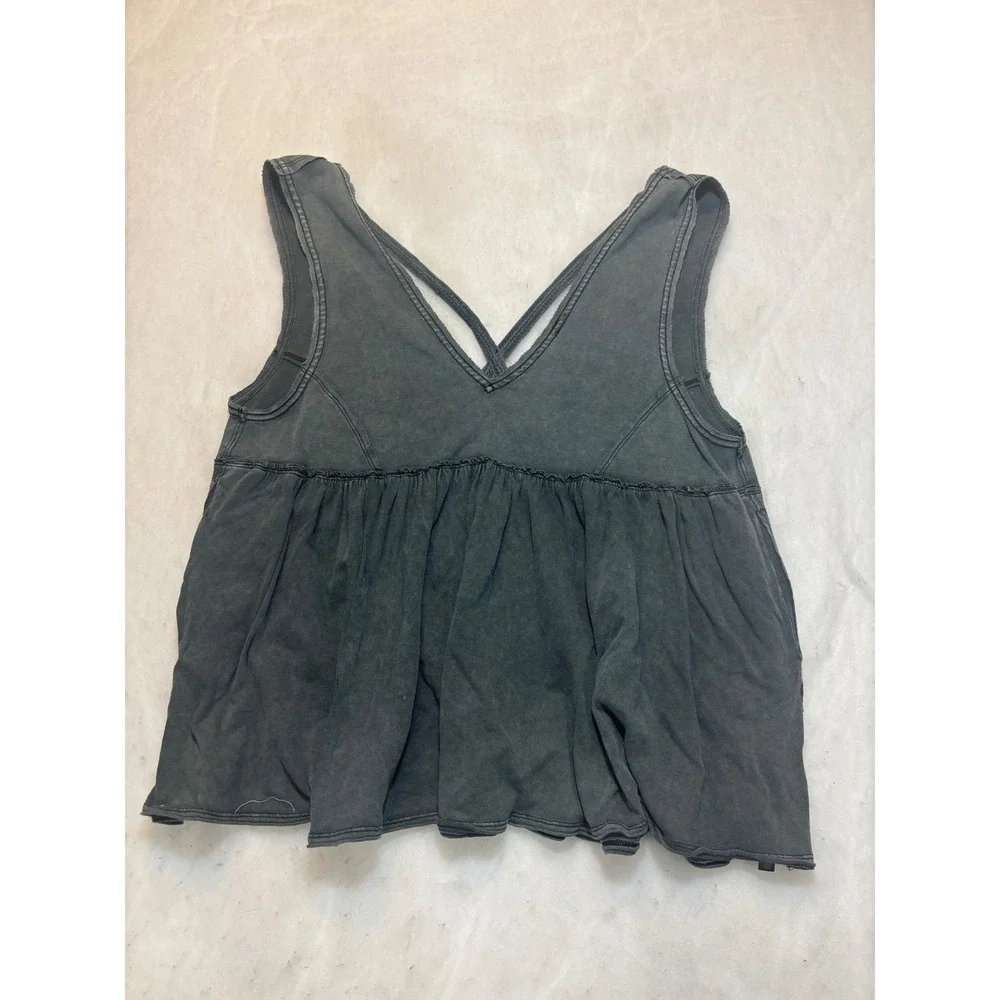 FP Movement Free People Charcoal Gray Mineral Wash Babydoll Tank Top Size xxl - Picture 1 of 8